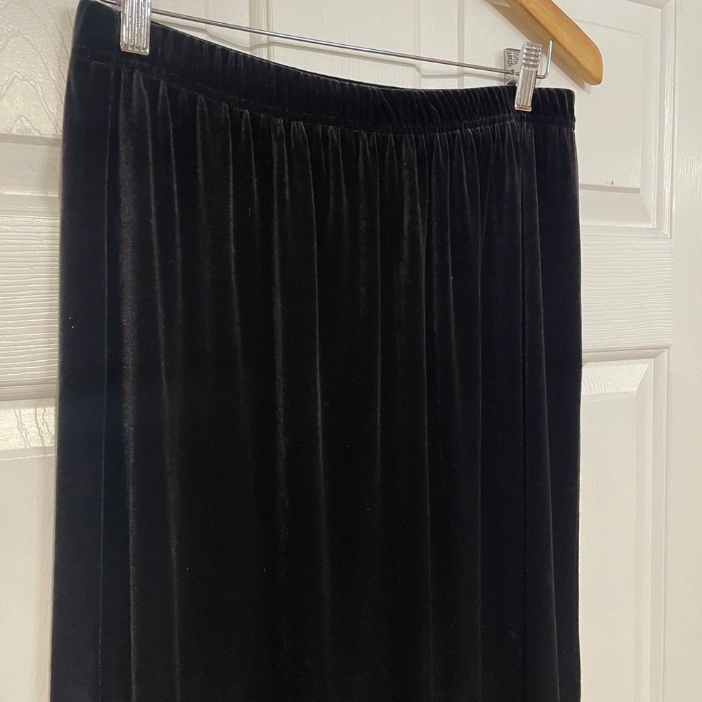 VTG‎ 90s Black Velvet Maxi Skirt Womens L Elastic Waist Whimsygoth Witchy Joanna